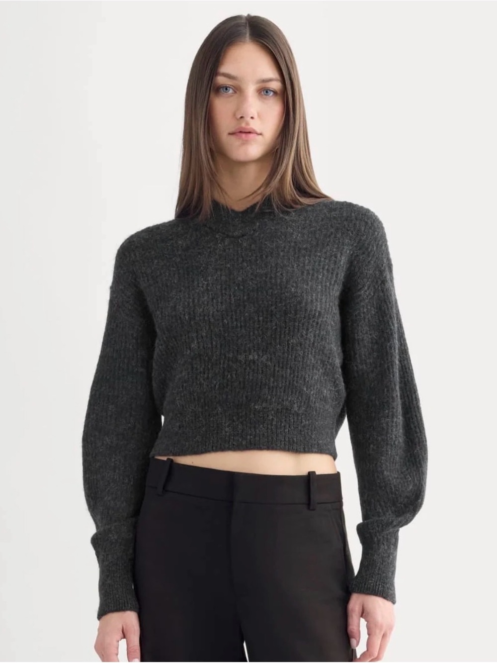Everlane Heather Black The Cocoon Crew Alpaca Blend Pullover Sweater Small